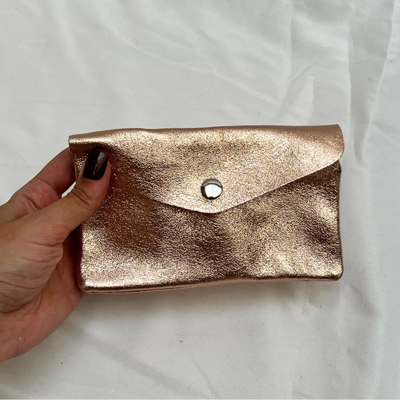 Vintage Italian Leather Rose Gold Pouch - Picture 1 of 4